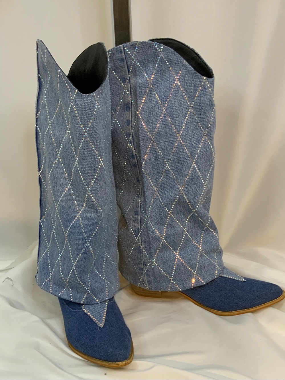 Women’s Blue Denim Heeled Western Boots